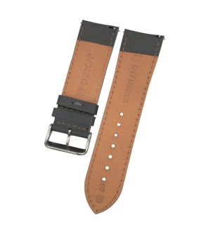 26 mm Bombeli Düz Gri Deri Saat Kordonu